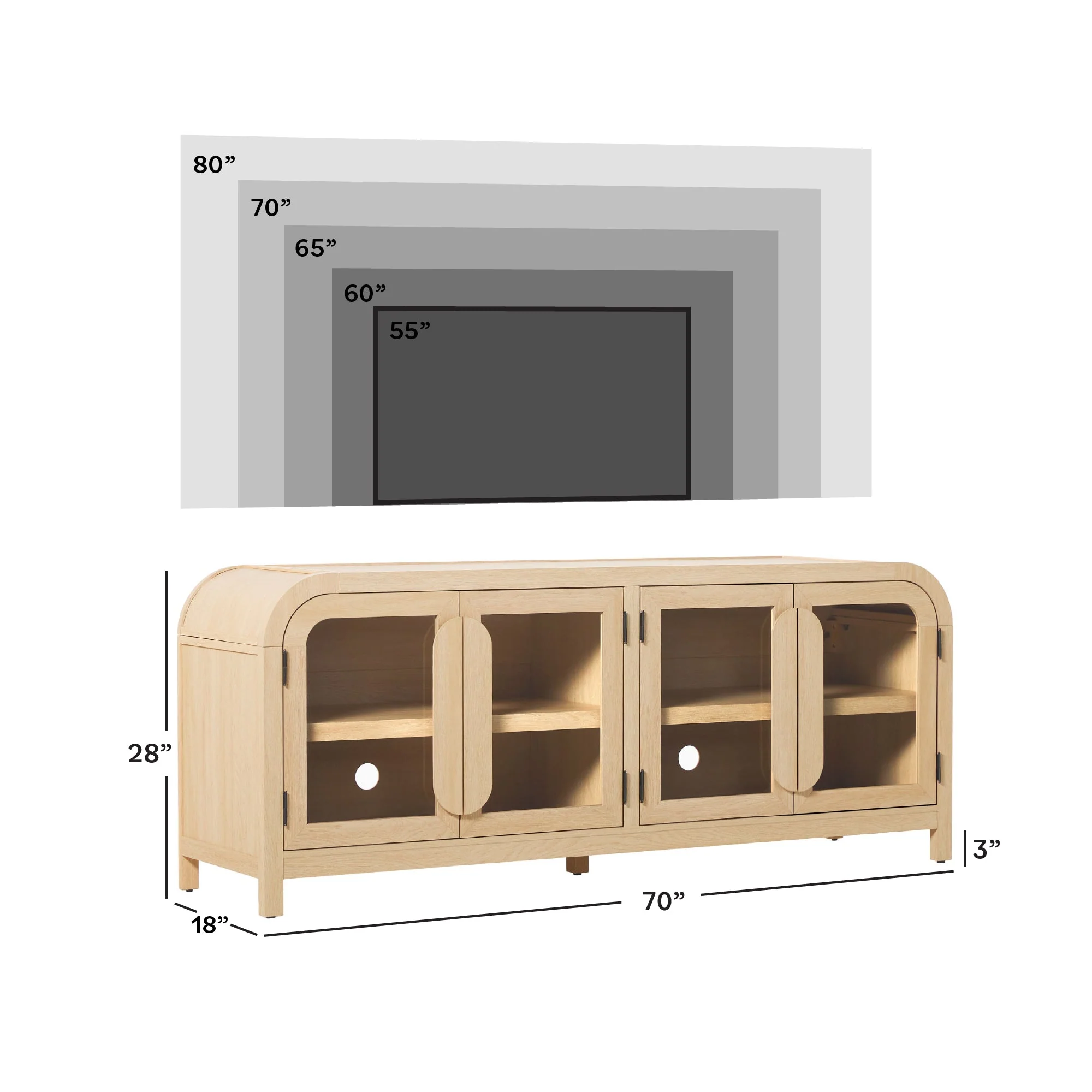 Chantelle Modern Curve Easy Assembly TV?Stand