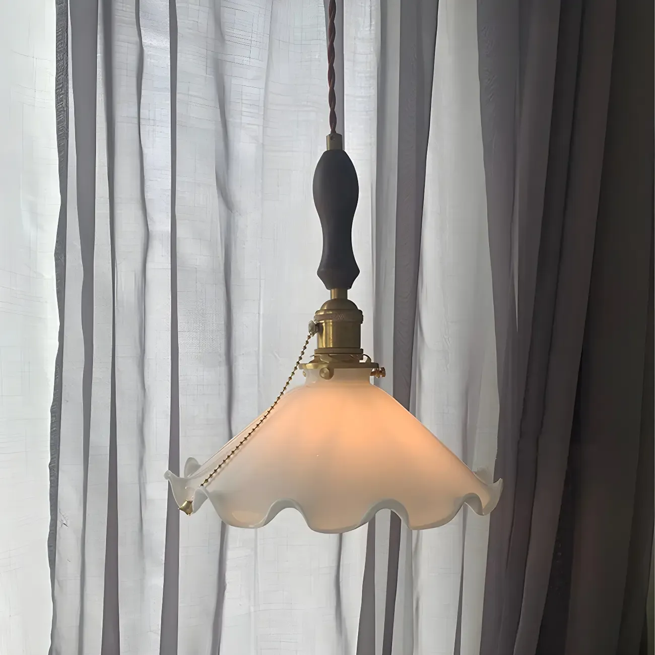 Modern Gold Accent Glass Flower Pendant Light