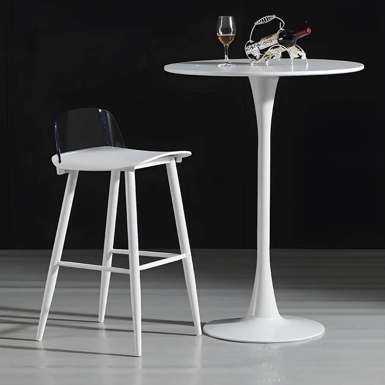 Simple White Round Metal Small Cocktail Bar Table