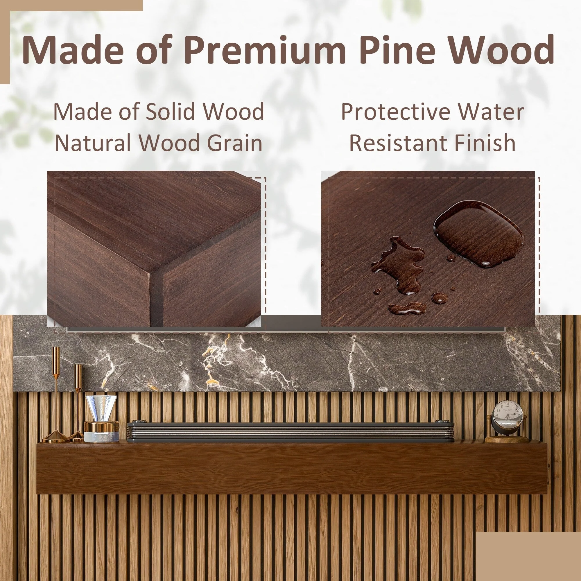 Solid Pine Wall Mounted Fireplace Mantel Floating Shelf