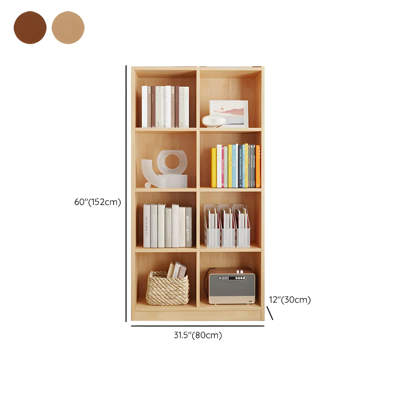Modern Wooden Closed Back Bookcase with Shelves