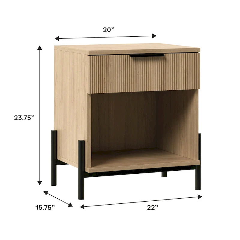 Middlebrook Designs Modern Fluted-Drawer Nightstand