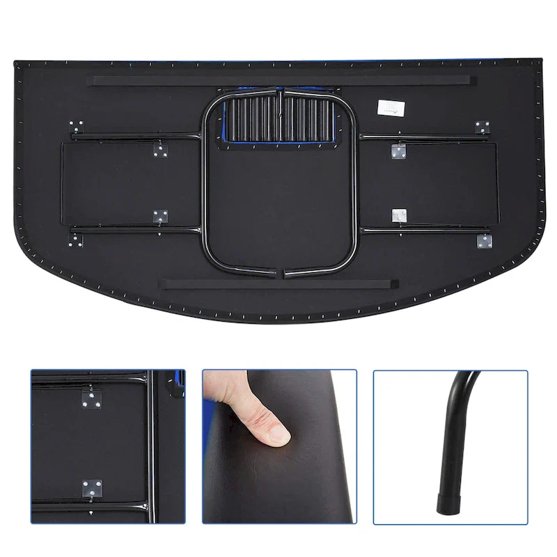 HomCom 72 7 Player Foldable Half Poker Table - Blue/Black