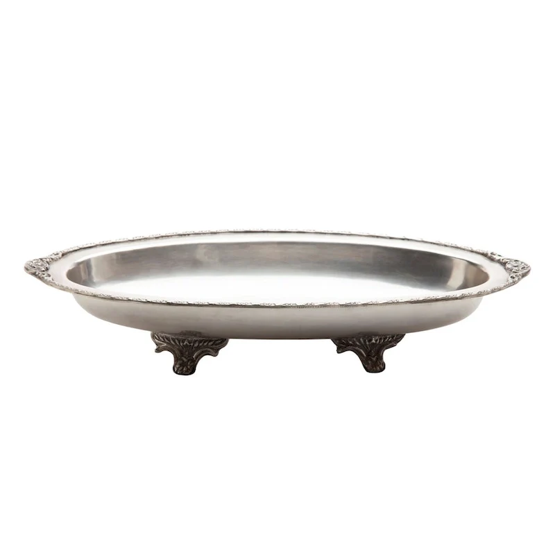 Antique Silver Oval Footed Centerpiece - 8.75x17.3
