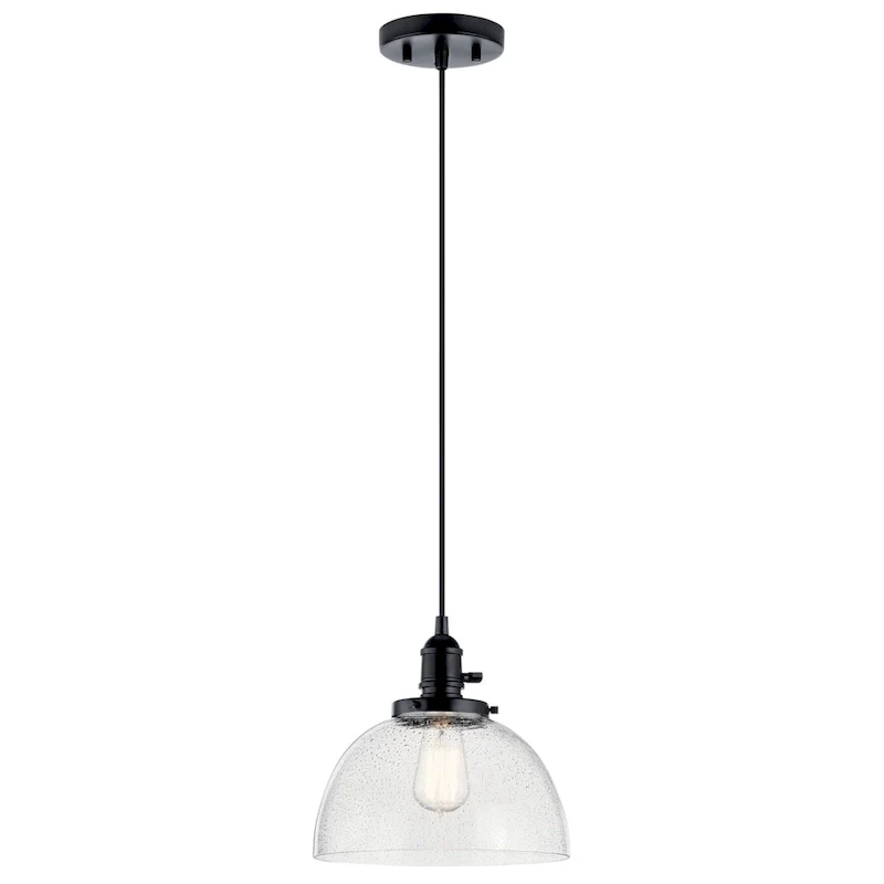Kichler Lighting Avery 10.25 in. 1-Light Black Bowl Mini Pendant Light