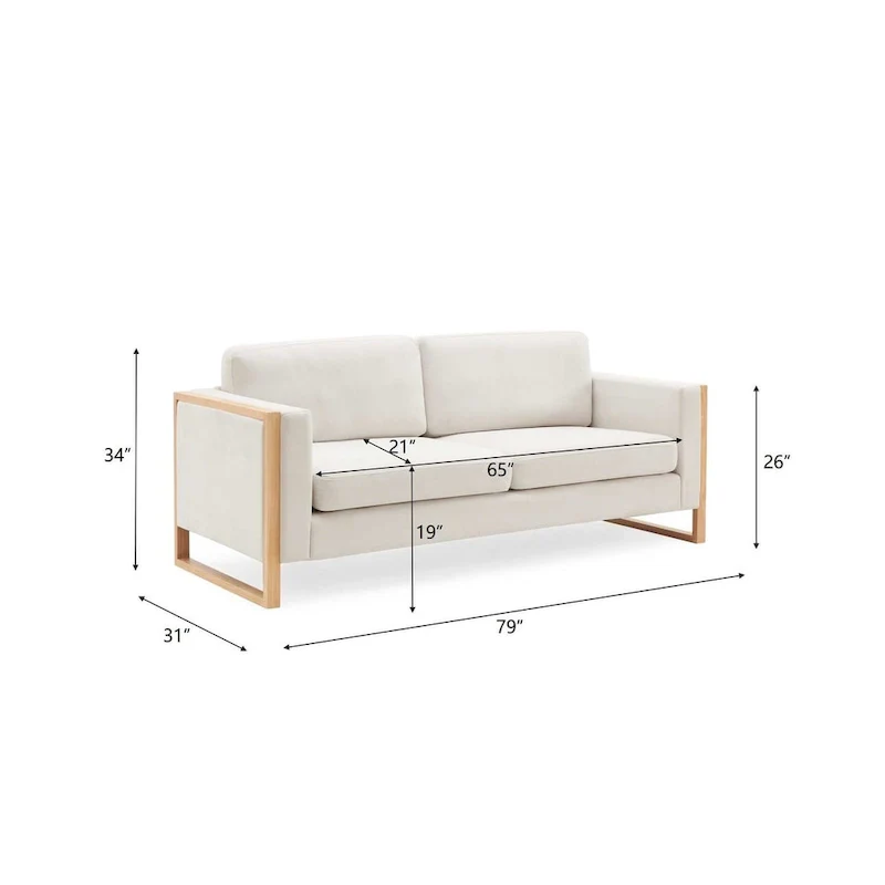 Christopher Knight Home - Lily Modern 79   3-Seater Sofa with Solid Wood Legs
