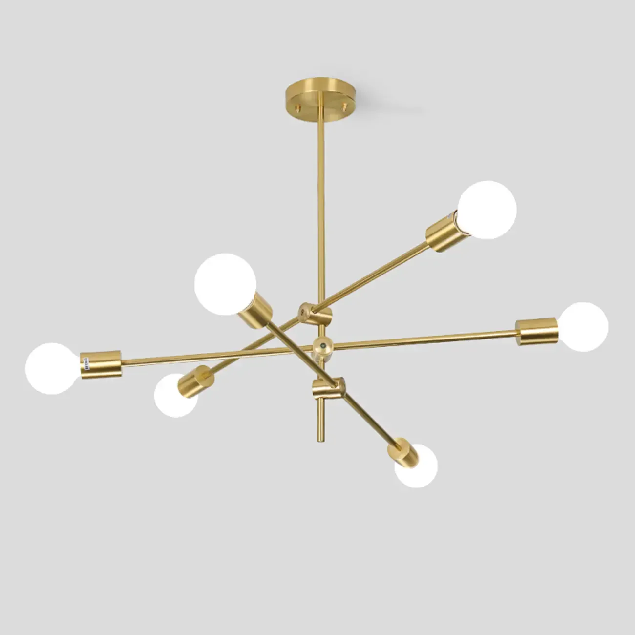 Gold Metal Modern 6 Lights Sputnik Chandelier