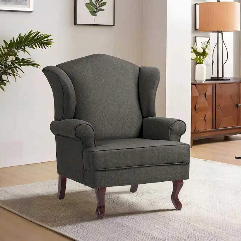 Mid-Century Modern Upholstered Wingback Accent Chair