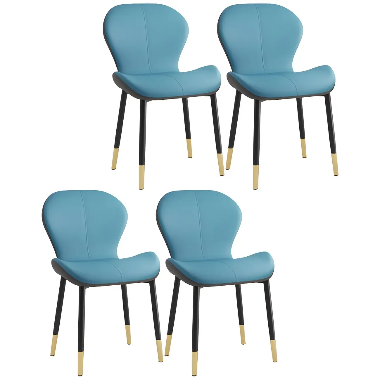 Art Deco Curved Back Leather Dining Chair Solid Back