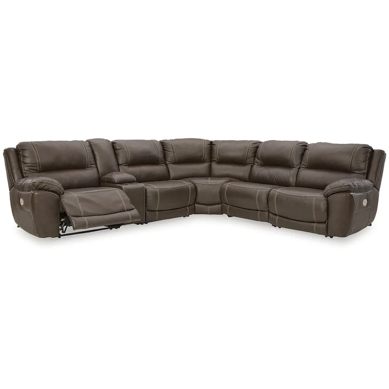 Signature Design by Ashley Dunleith Brown 6-Piece Power Reclining Sectional - 136W x 123D x 43H