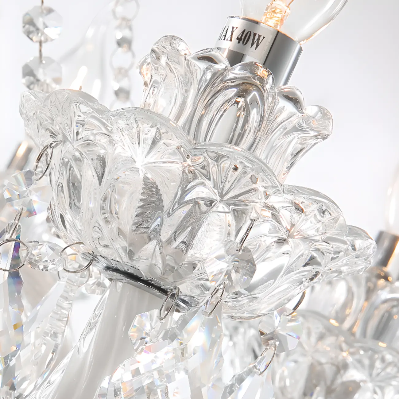 Sophisticated Clear Candelabra Shadeless Crystal Chandelier