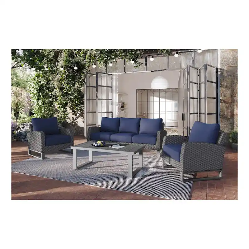 New Classic Furniture Fiji 4-Piece Patio Sofa Set with Sled Base