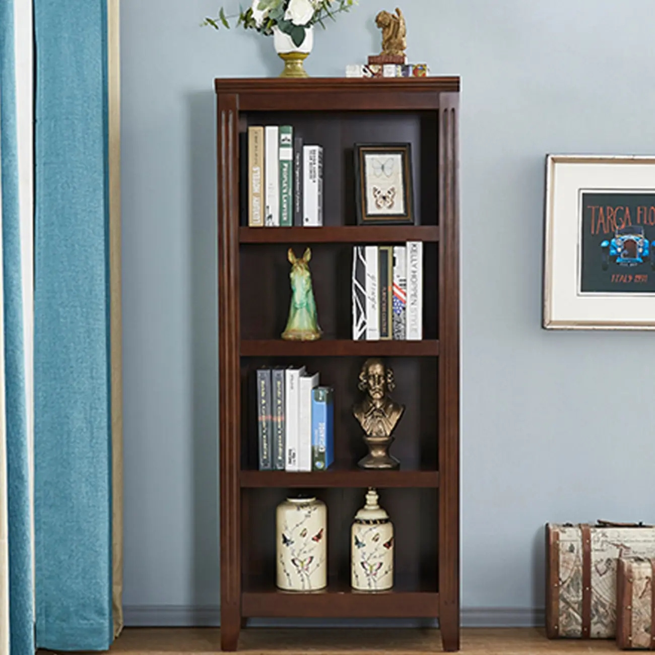Classic Birch Wood 5-Tier Vertical Barrister Bookcase