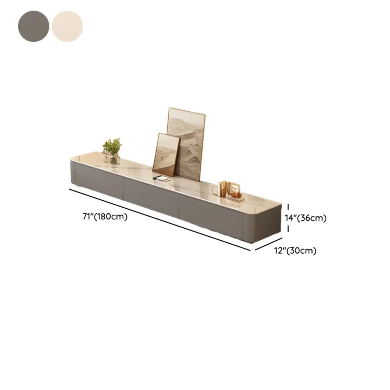 Modern Wooden TV Stand with Drawers and Cable Management