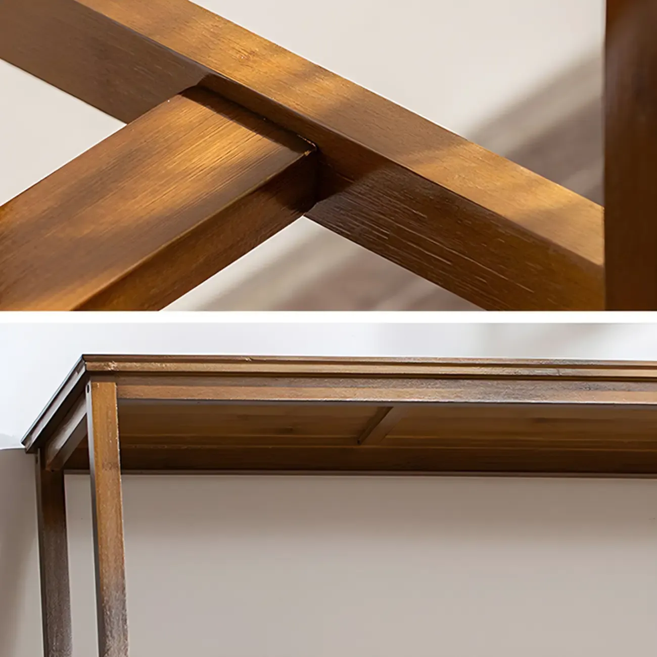 Modern Natural Finish Wooden Fixed Top Footrest Bar Tables