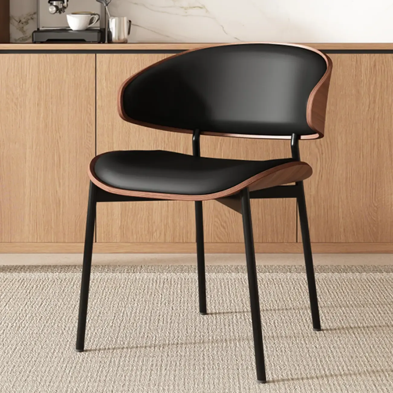 Art Deco Faux Leather Low Back Dining Chair