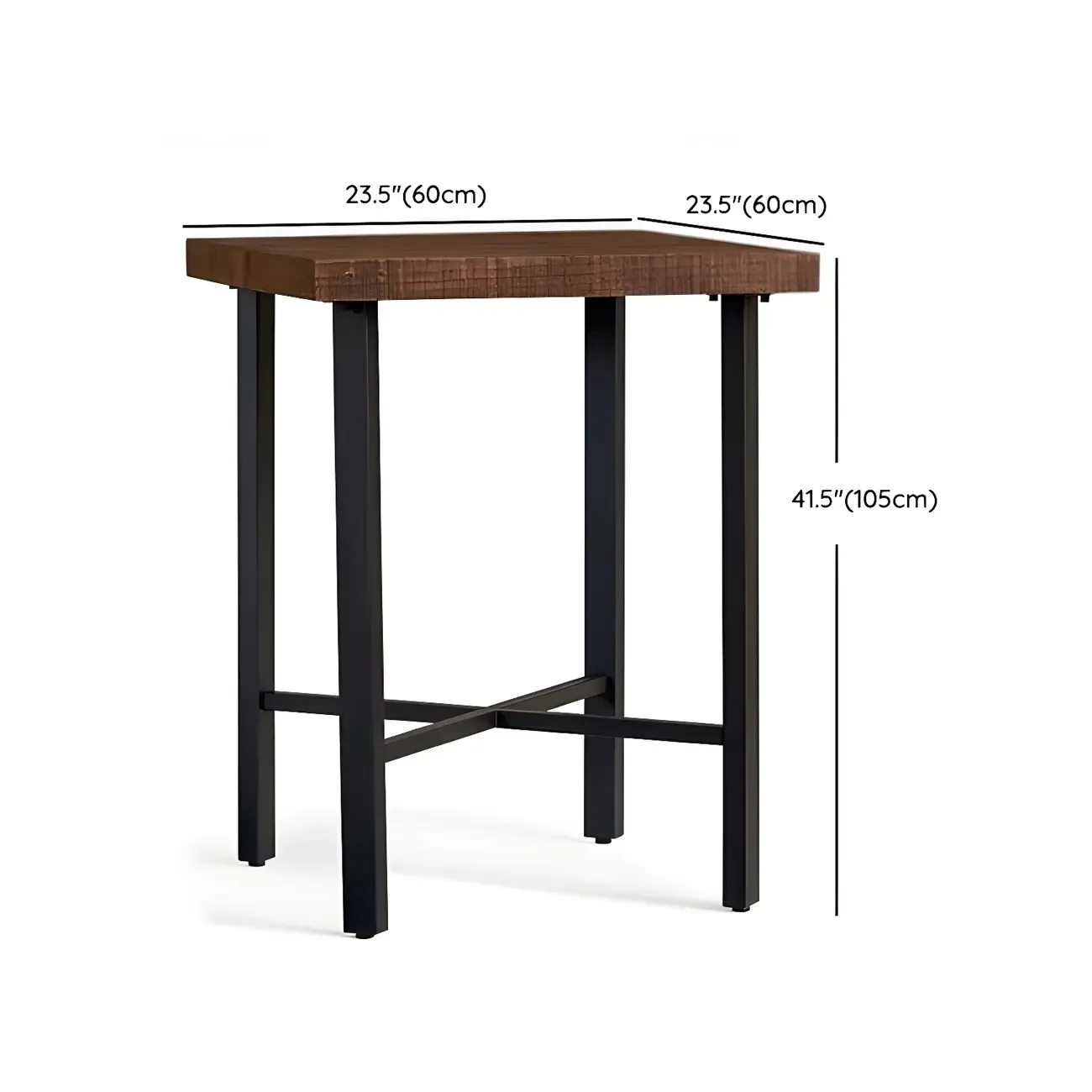 Industrial Square Bar Tables Brown Pine Wood Metal Trestle