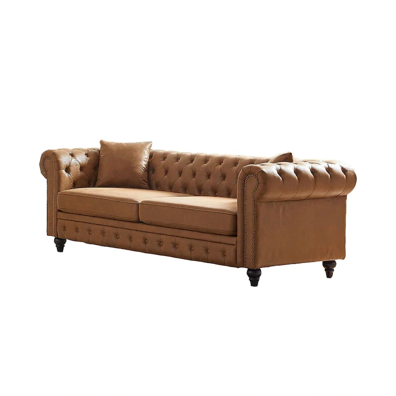 Chesterfield 85.5 Tech Fabric 3-seater Sofa with Cushions