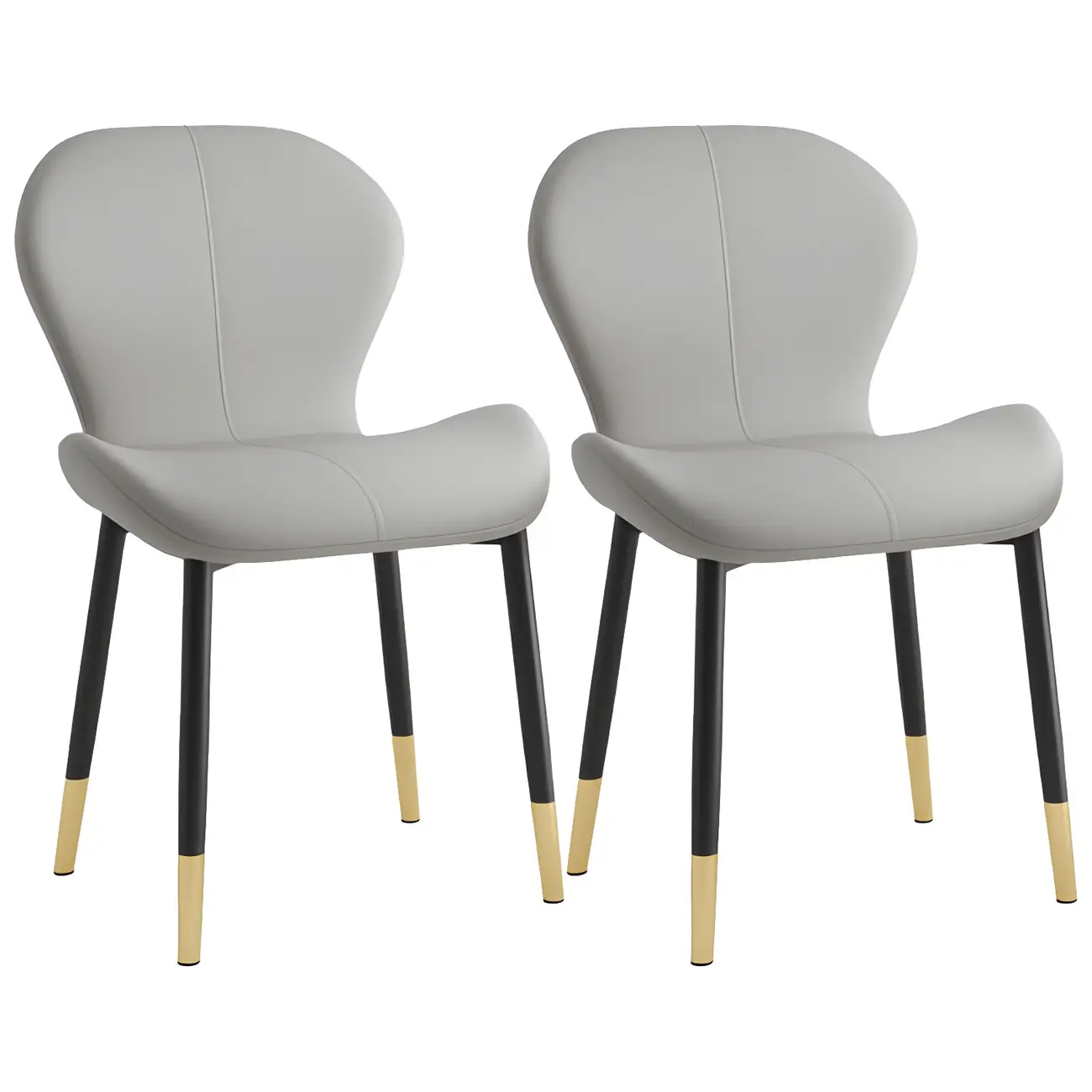 Art Deco Curved Back Leather Dining Chair Solid Back