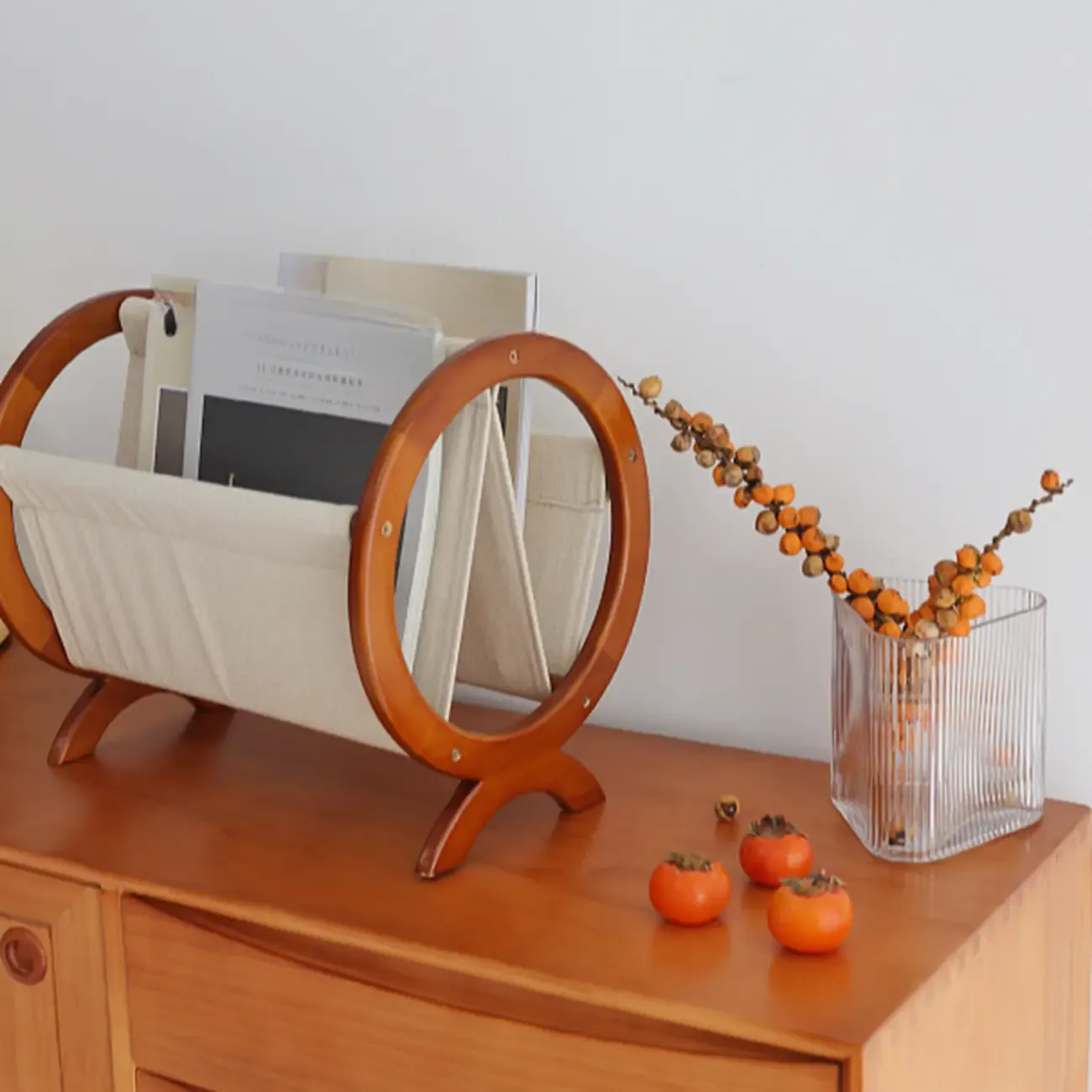 Traditional Narrow Traditional Circular Wooden Book Rack