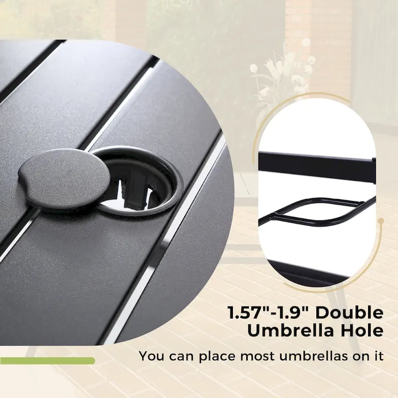 MAISONARTS 5 Piece Patio Dining Set,4 Sling Dining Swivel Chairs and 37  Square Metal Table with 1.57  Umbrella Hole