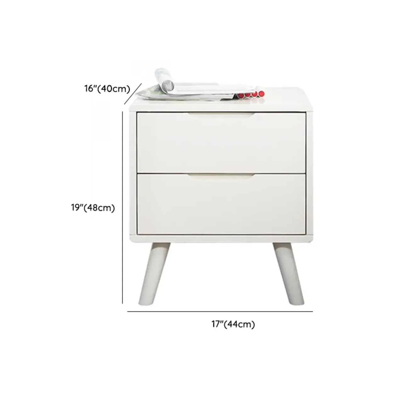 Scandinavian Rubberwood Nightstand with Drawers