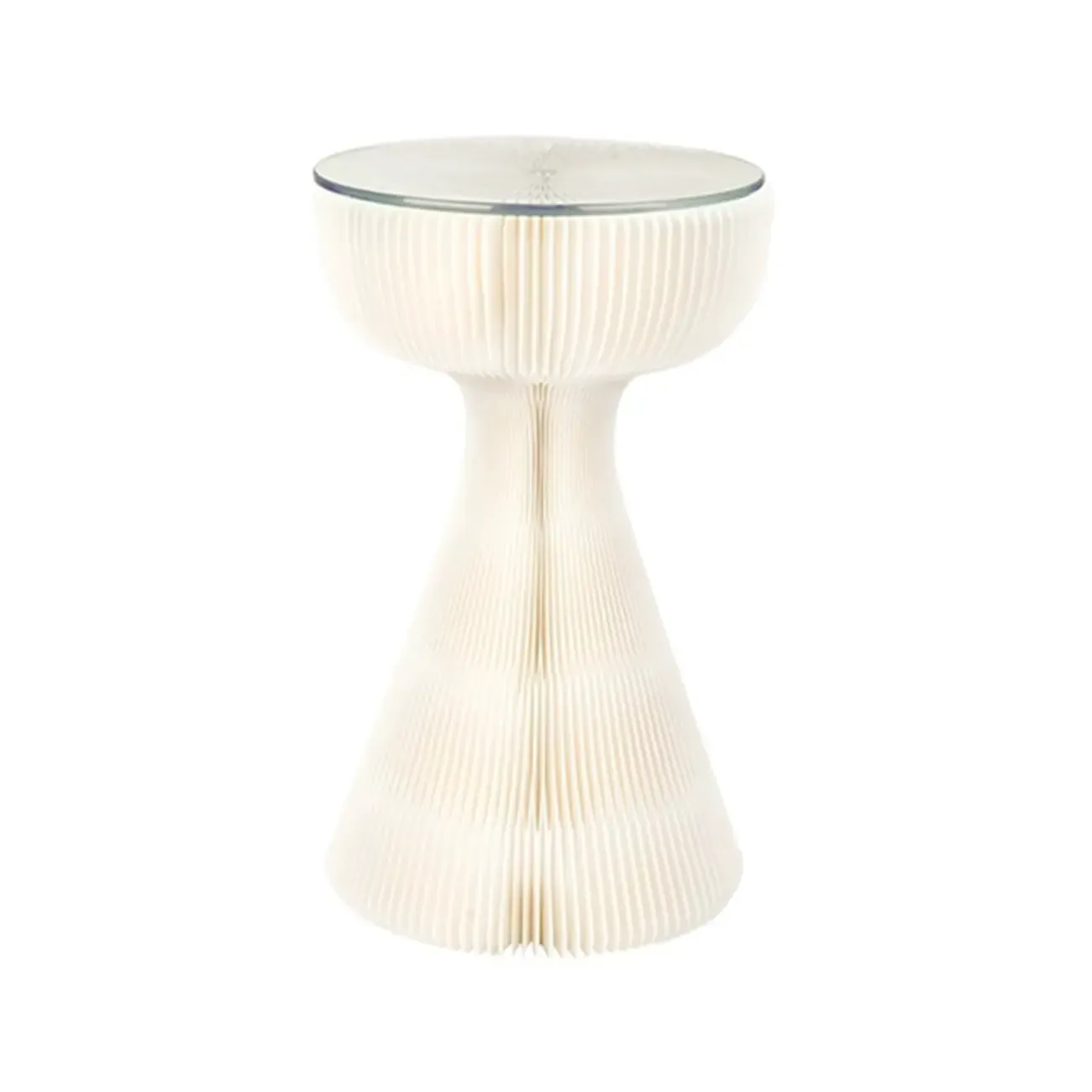 Foldable Modern Black Glass Top Round Side Table