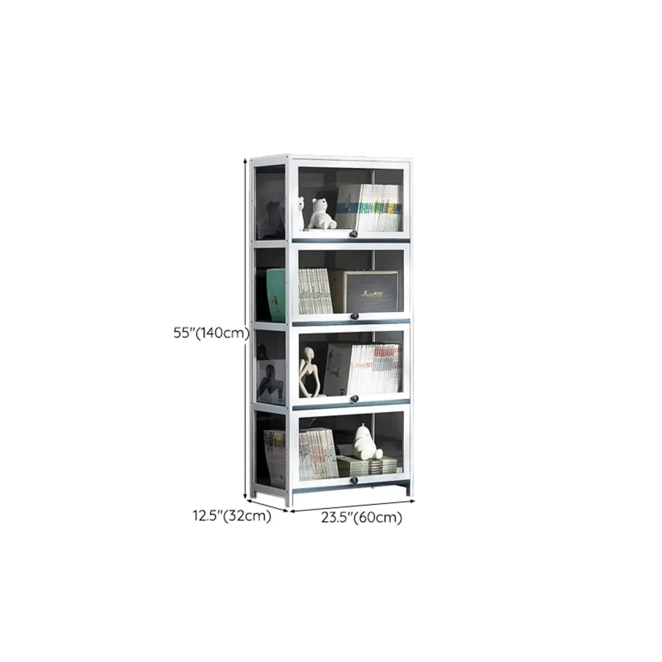 Modern White Bamboo Flip-Up Glass Display Cabinet