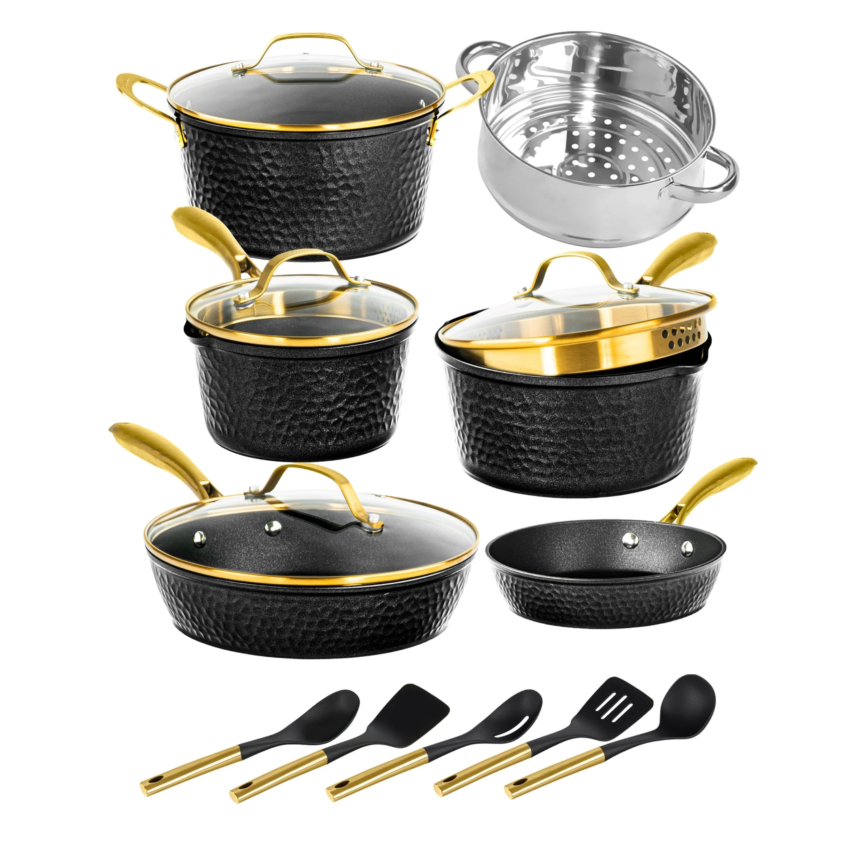Granitestone Charleston Hammered 15 Piece Nonstick Cookware Set