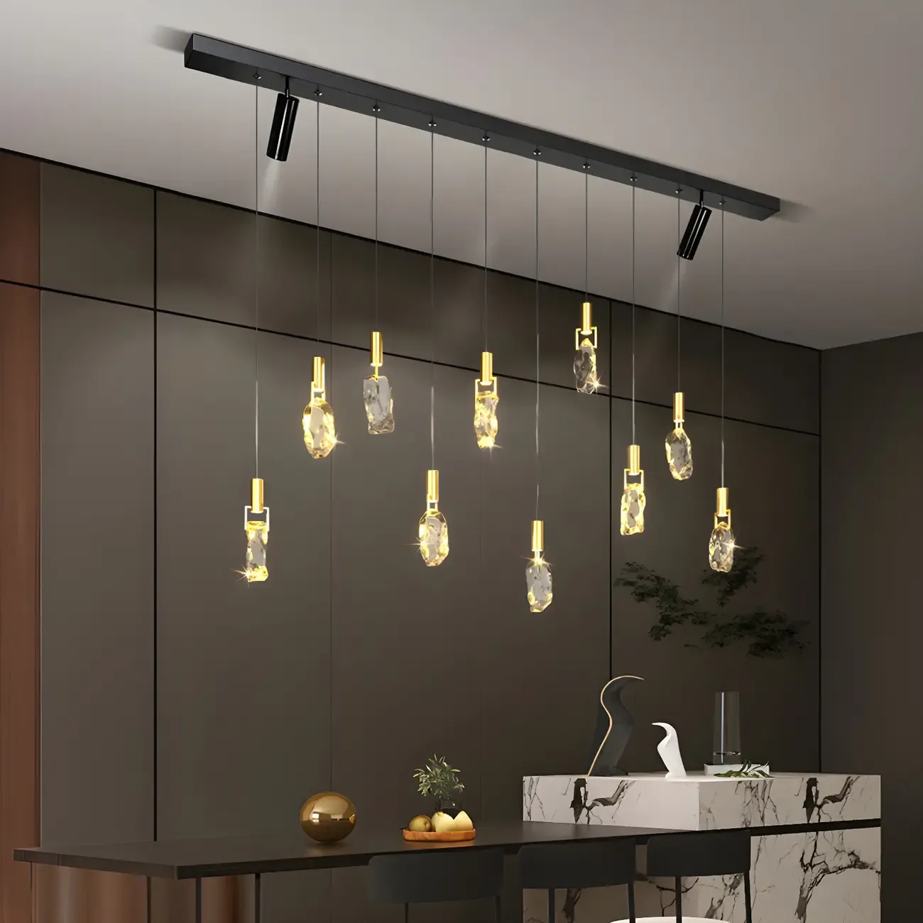 Modern Adjustable Crystal Linear Pendant Light
