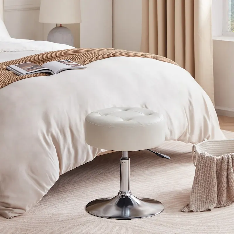 Adjustable Height Round Ottoman Swivel Vanity Stool