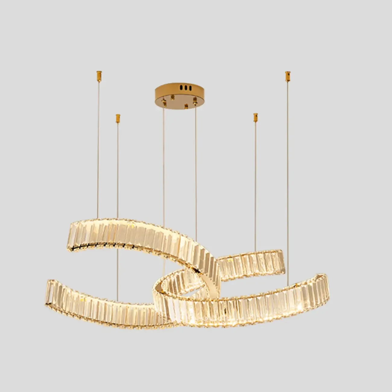 Stylish Gold LED Intercross Ring Crystal Chandelier