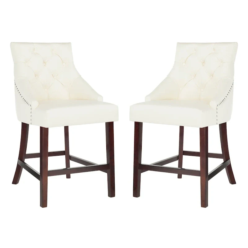 SAFAVIEH Dottie 26-inch Tufted Wing Back Counter Stool - Grey / Espresso (Set of 2) - 22.5 x 25 x 41 - 22.5 x 25 x 41