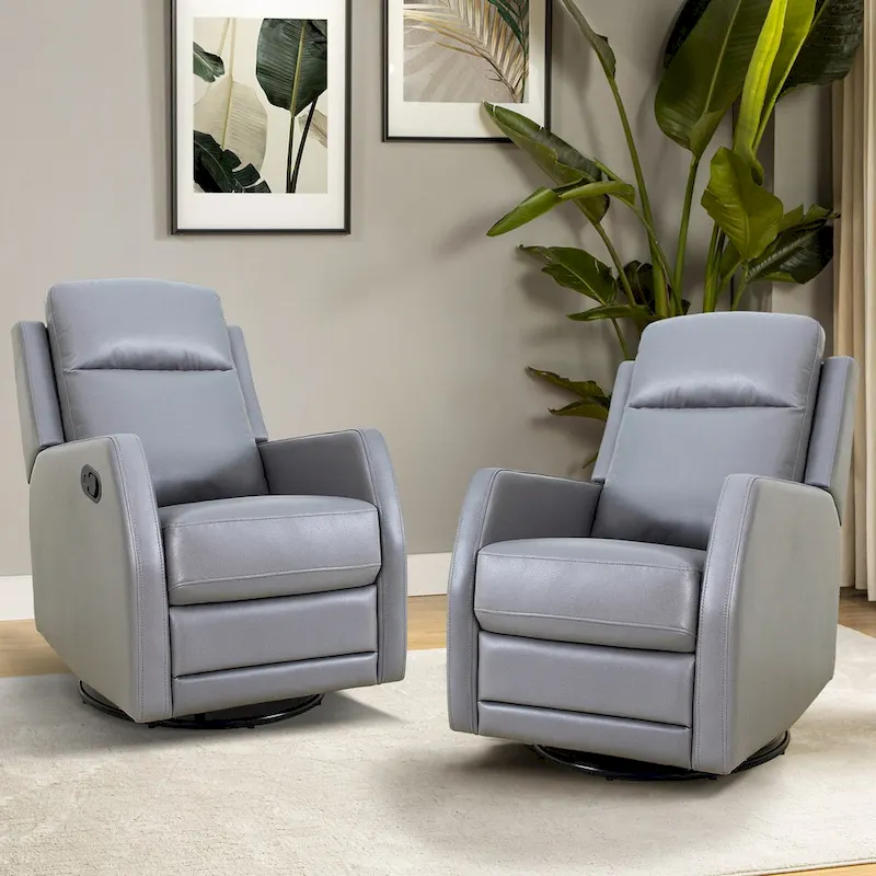 Esteban Swivel Recliner with Tufted Back Set of 2 by HULALA HOME