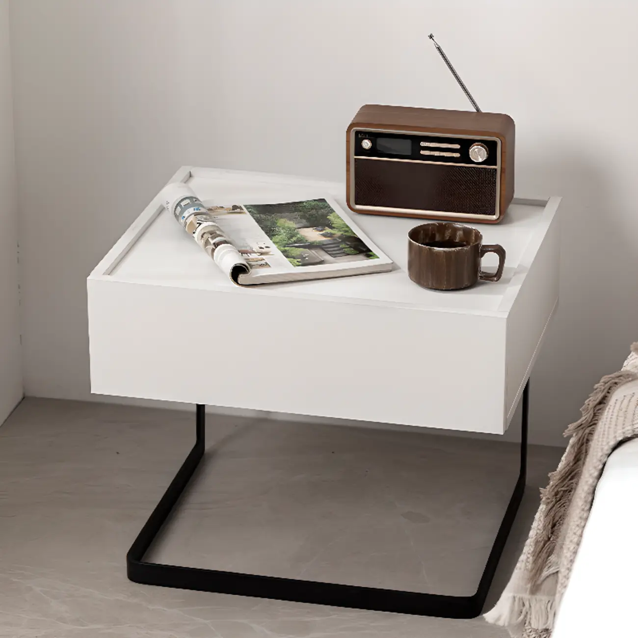 Modern Black Wood Compact Drawer Nightstand