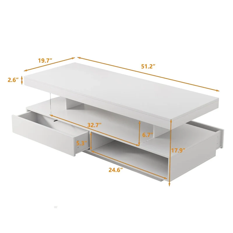 Coffee Table with 2 Drawers and Display Shelves