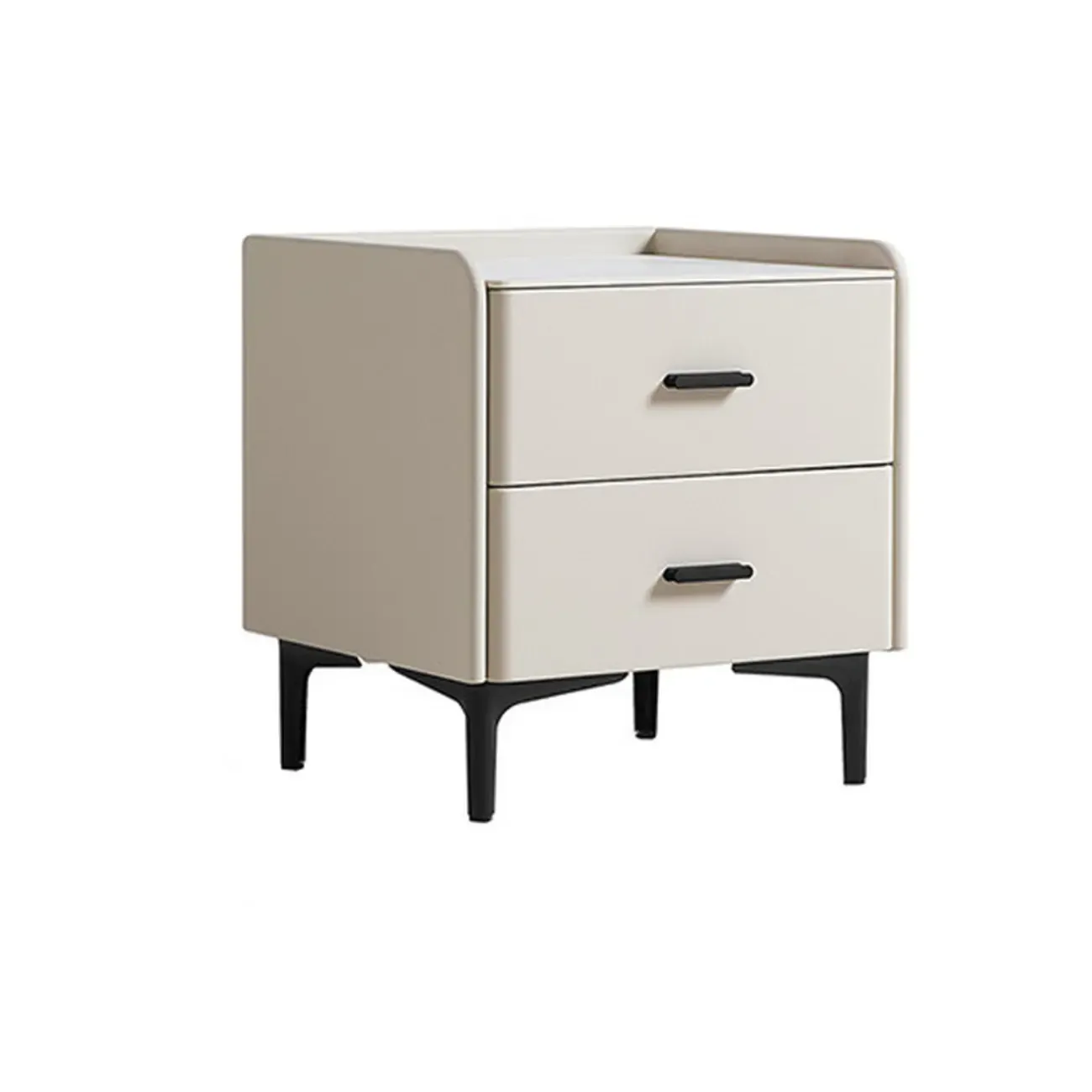 Elegant Modern Faux Leather Stone Top Nightstand