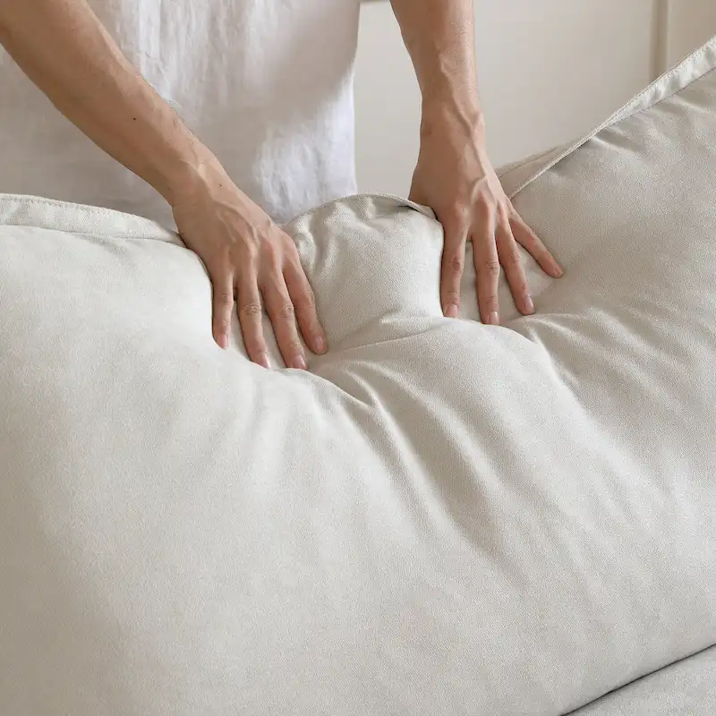 L-shape Linen Sofa Modern Upholstered Sectional Sofa with Ottoman