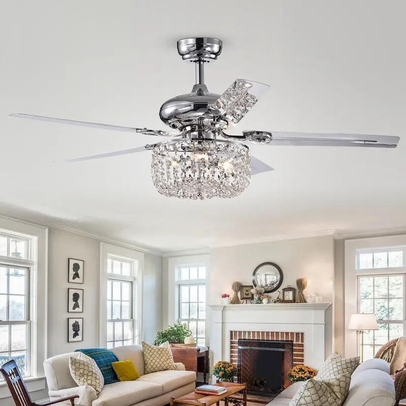 Silver Orchid Campbell 42-inch Chrome Lighted Ceiling Fan