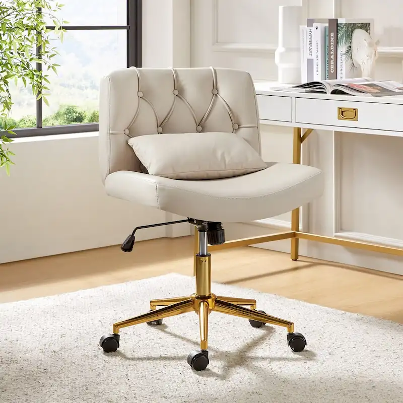 Charlie Modern Button-Tufted Swivel Tilting Office Chair with Pillow by HULALA HOME