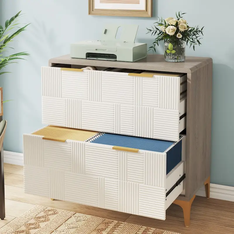 File Cabinet with 2 Drawers, Lateral Filing Cabinet with Adjustable Hanging Bar