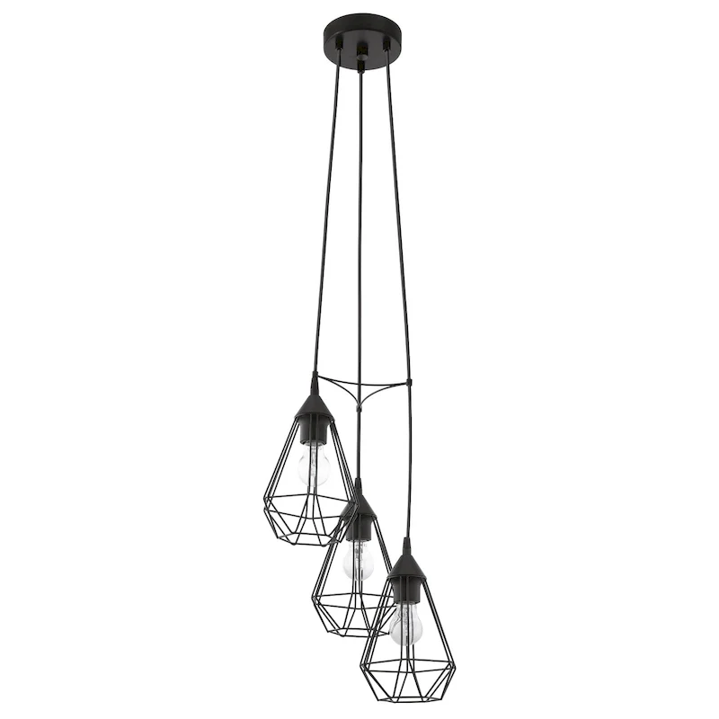 Eglo Tarbes 3-light Matte Black Multi Light Cage Staircase Pendant