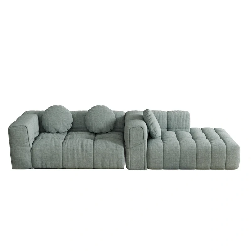 103 Chenille L-Shaped Sectional Sofa with Left Recliner, 3 Pillows and Modular Design