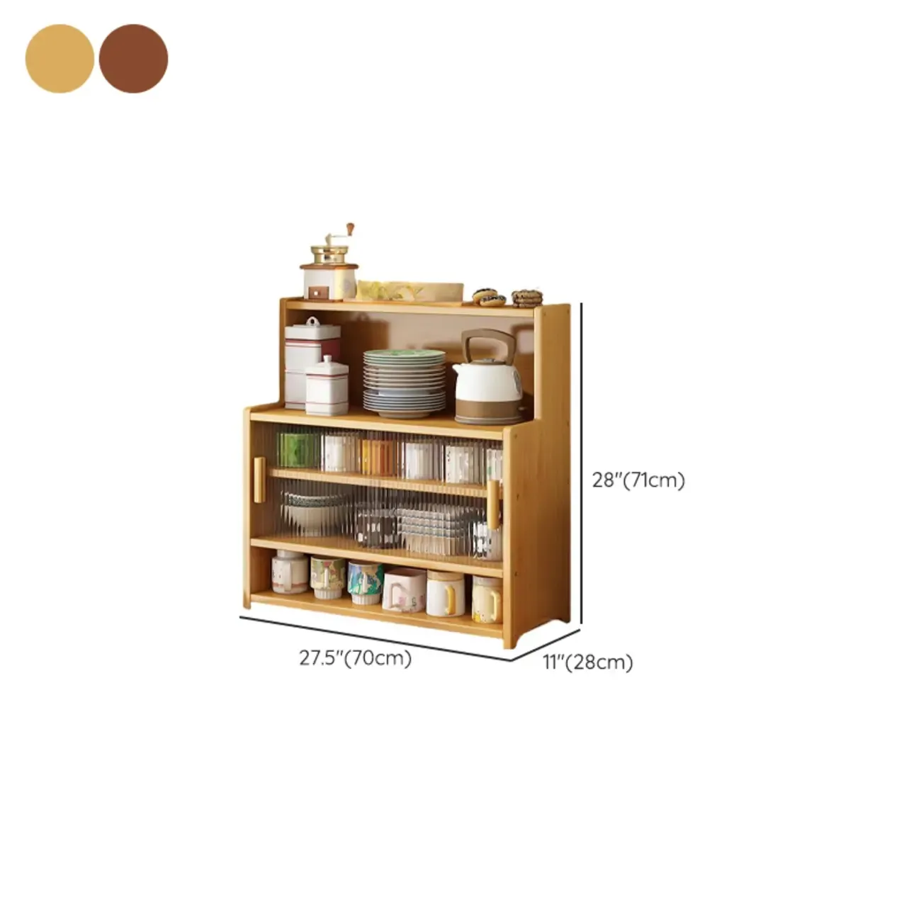 Modern Bamboo Narrow Buffet with Wood Countertop