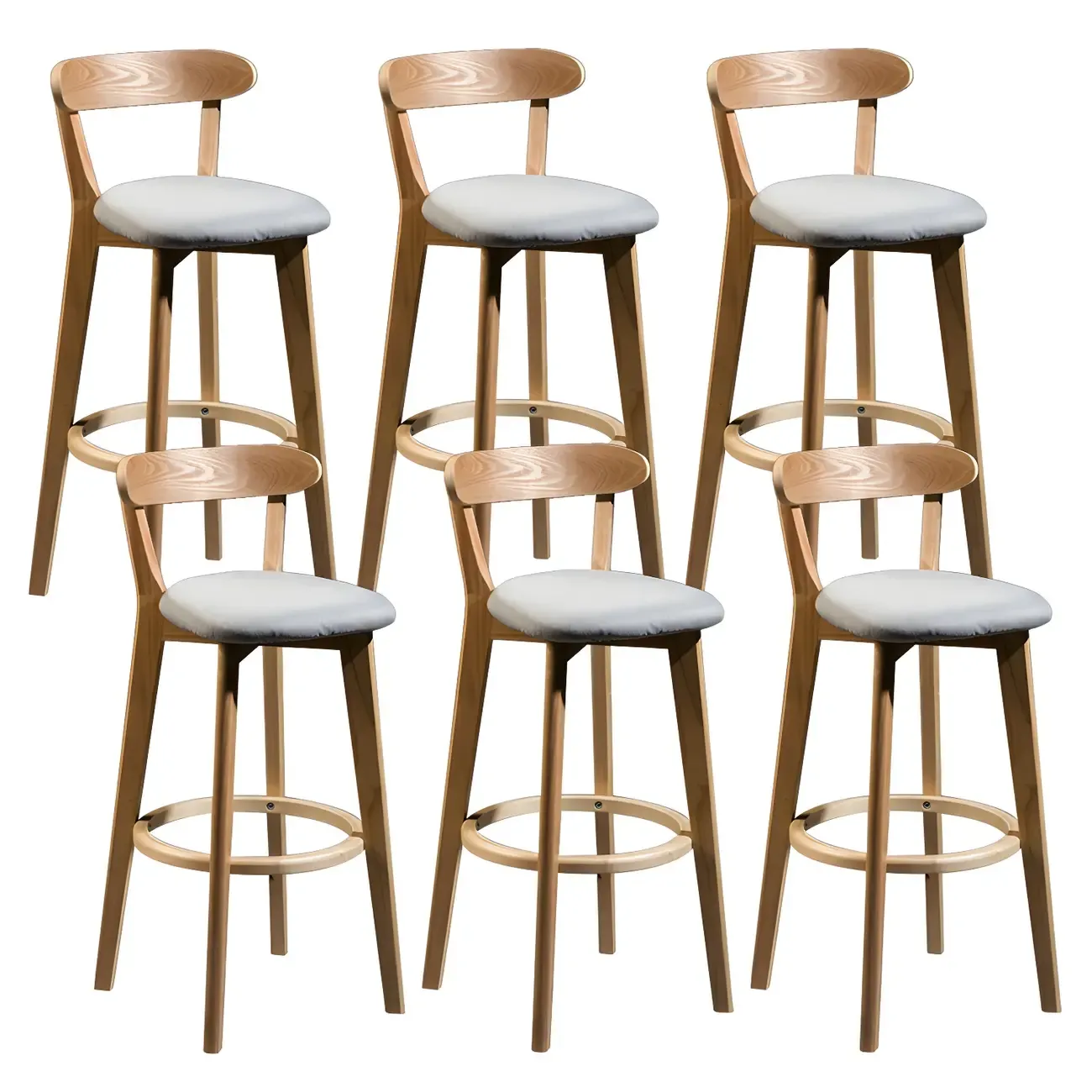 Wooden Upholstered Low Back Bar Height Stools Set of 2