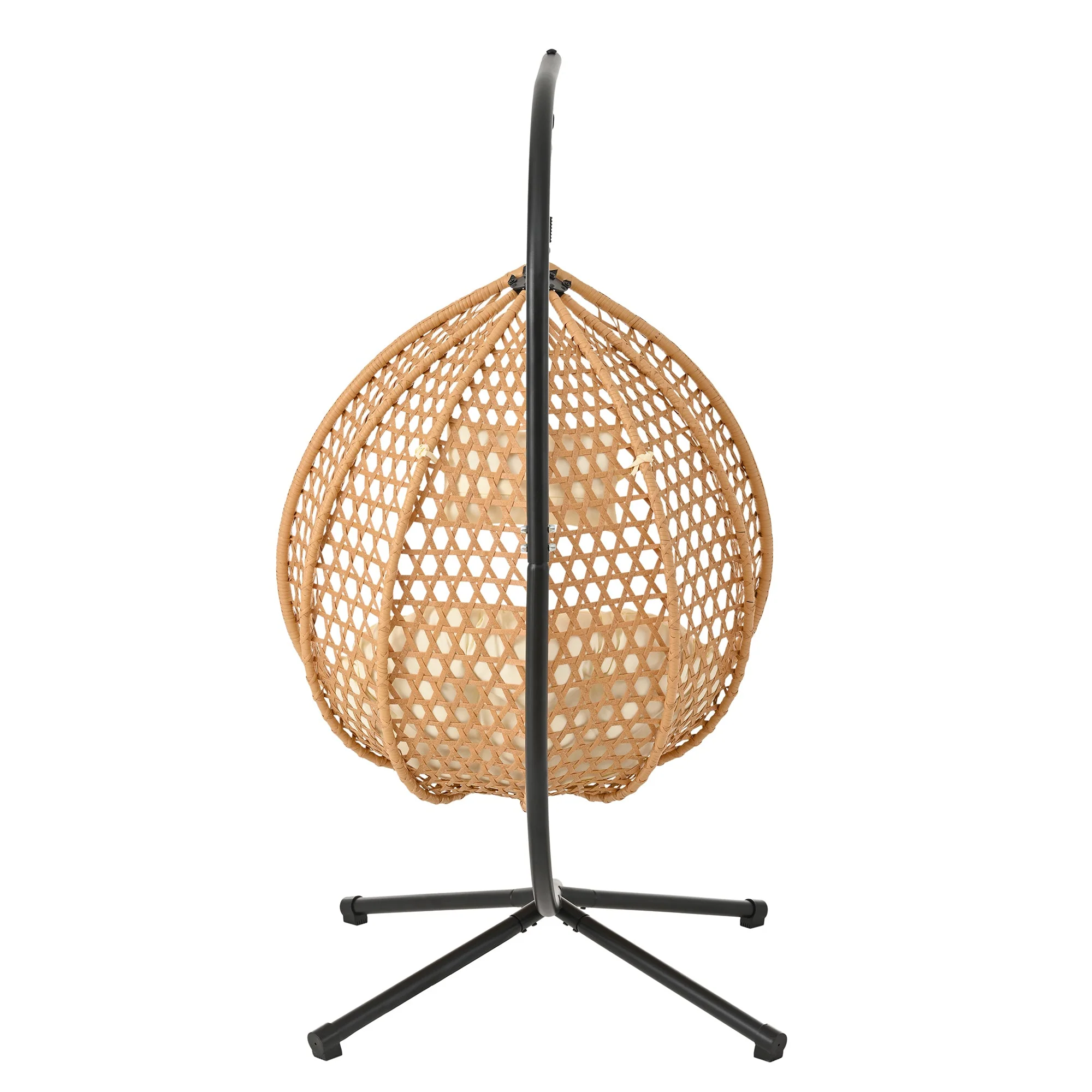 Rattan Weaving Hanging Egg Chair with Stand and Soft Removable Cushion