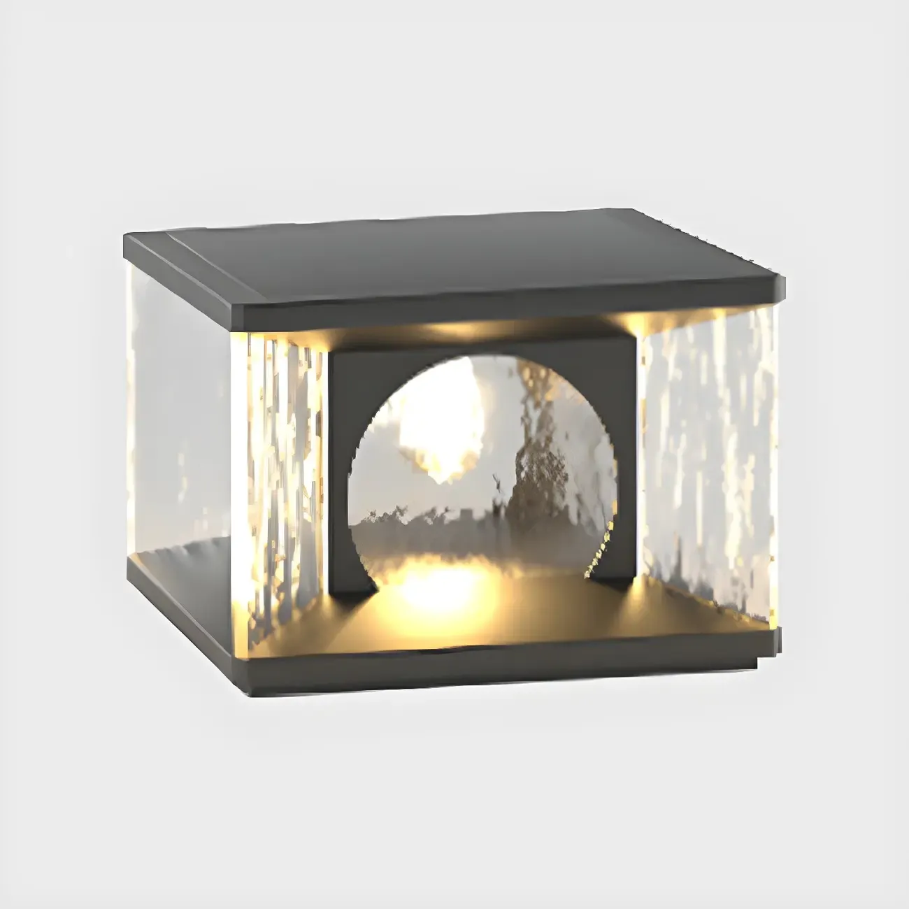 Black Metal Clear Glass Square Wired Post Cap Light