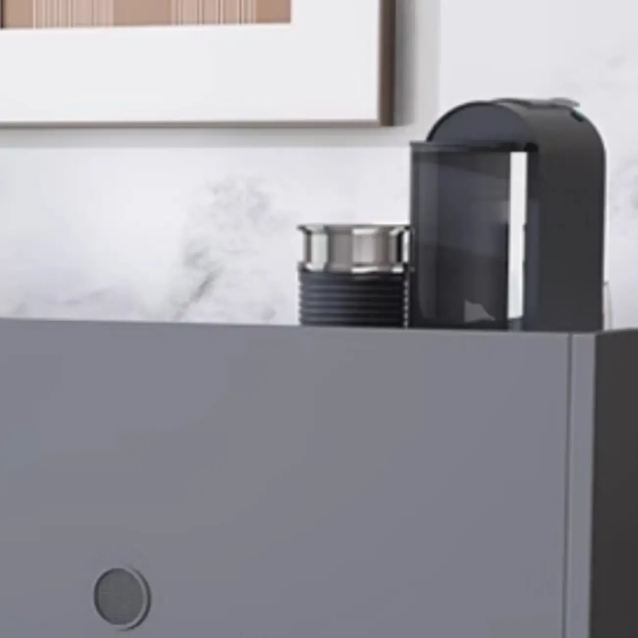 Modish Multi-Compartment Stone-Top Wood Buffet Cabinet