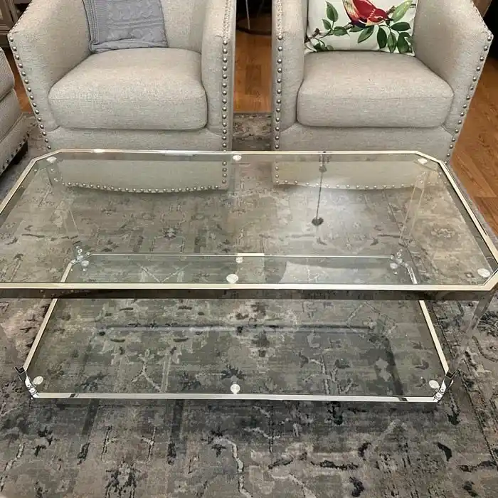 Chrome Coffee Tables Glass Coffee Table with Shelf