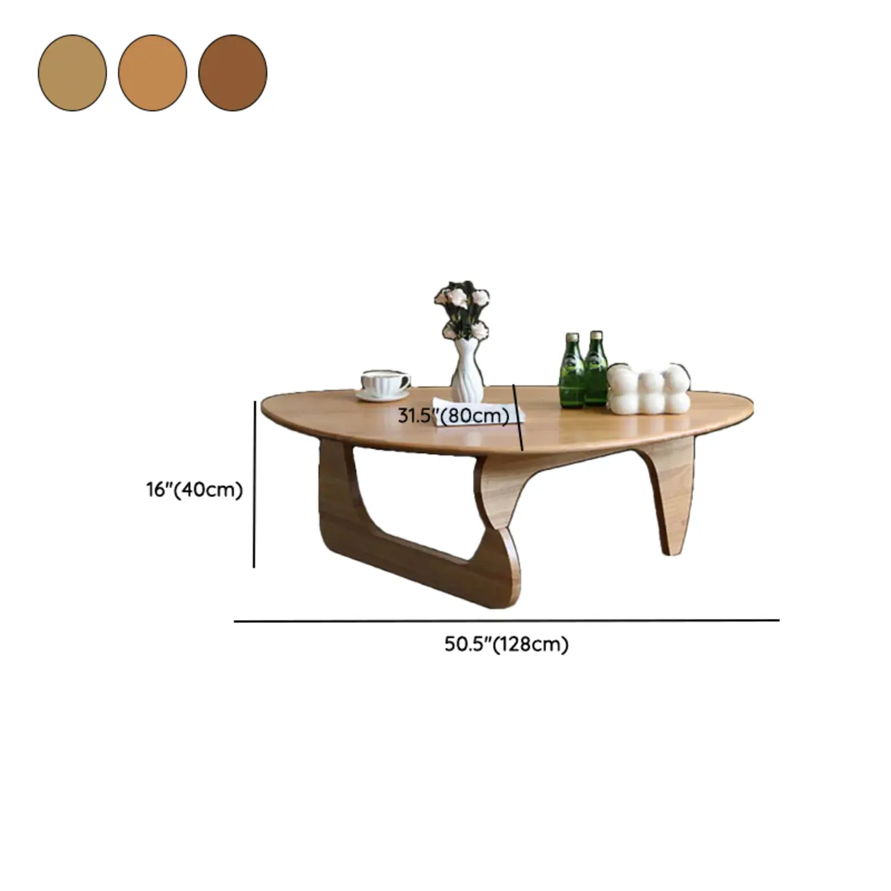 Modern Abstract Wood Triangular Coffee Table